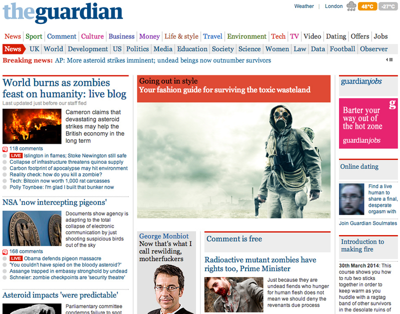 Illustration for article titled How would various news outlets report the end of the world?